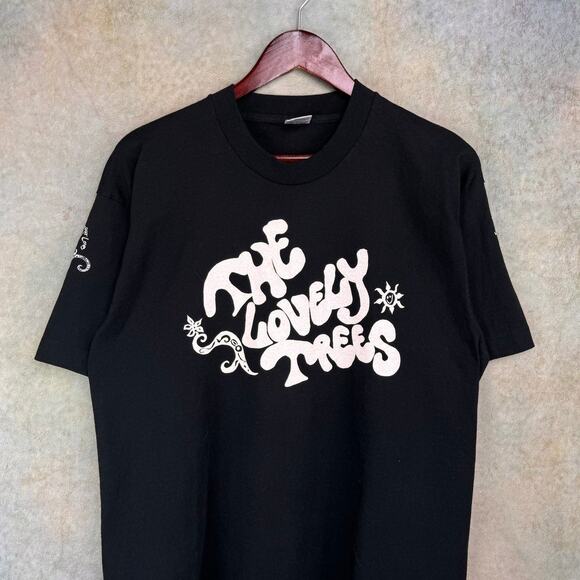 VTG 90s The Lovely Trees 'Everybody Get Your Love' Band T Shirt Sz XL Black - Picture 1 of 8